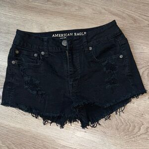 American Eagle Outfitters Black Frayed Jean Shorts